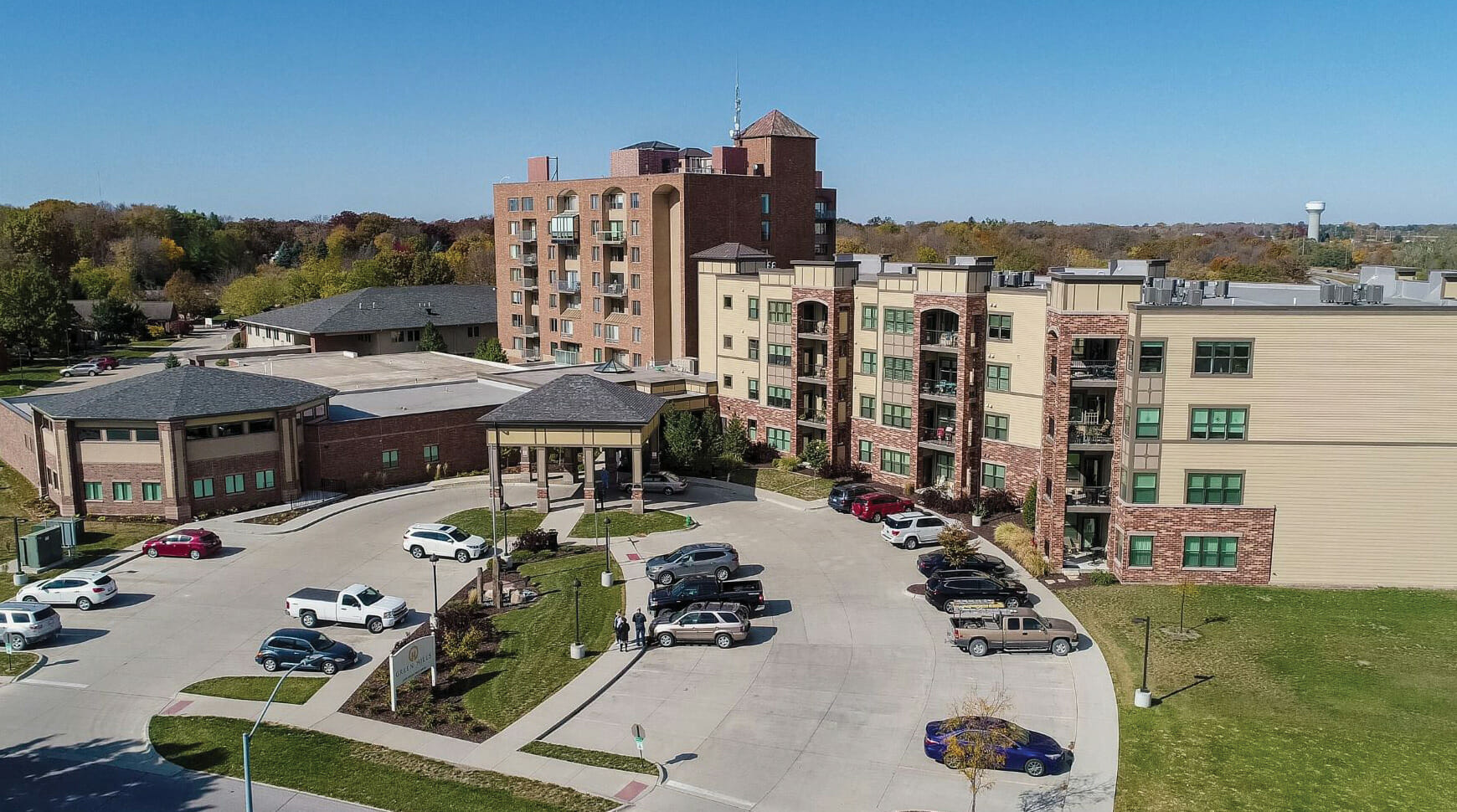 Green Hills aerial shot of the front of campus