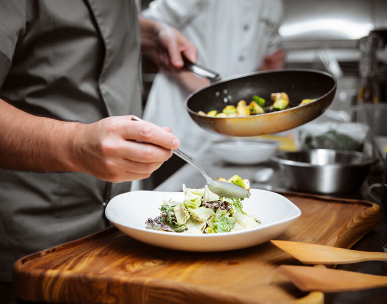 Chef cooking food